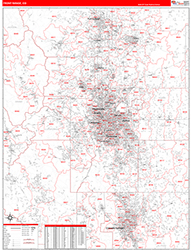 Front Range Metro Area Wall Map Red Line Style 2026